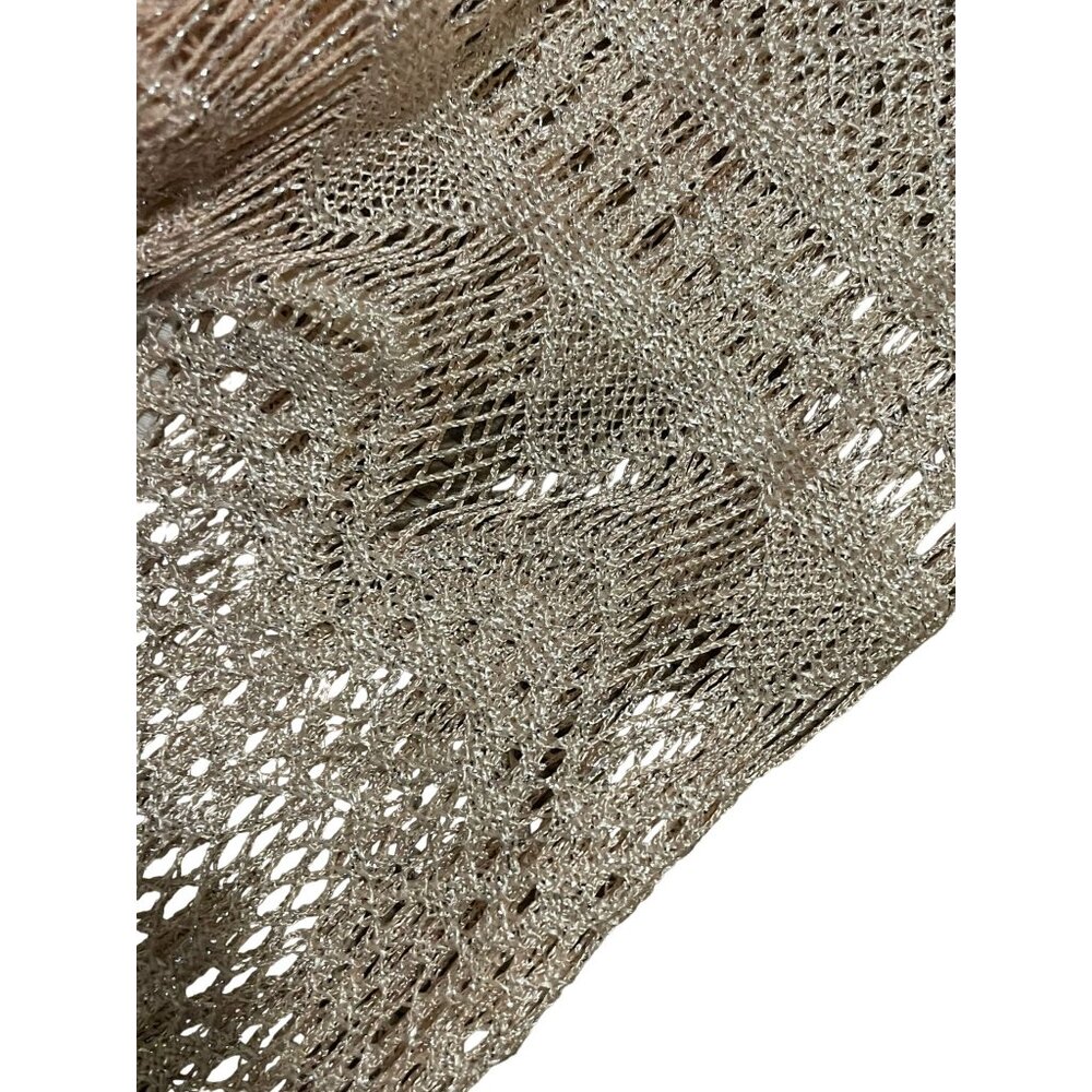 Katherine Kelly Dress Womens 8 Used Beige w/Silver Shimmer Fringe - Picture 13 of 16
